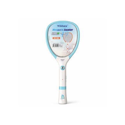 White and blue mosquito swatter with 'WEIDAM' branding on a white background