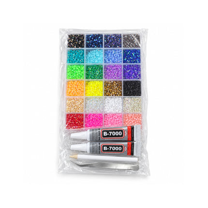 24-Color Art Rhinestone & Crystal Decoration Kit with Glue