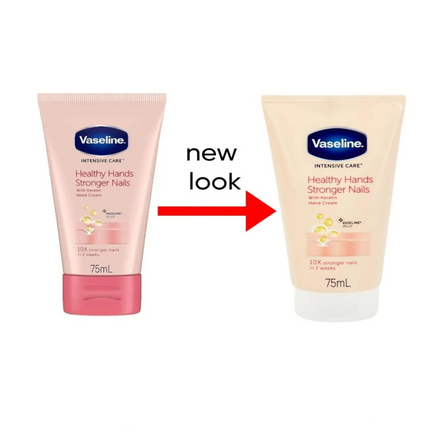 A New look of Vaseline Intensive Care Healthy Hands, Stronger Nails Hand Cream